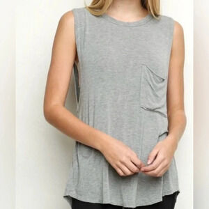 Brandy Melville One Pocket Heather Grey Tank Top OS